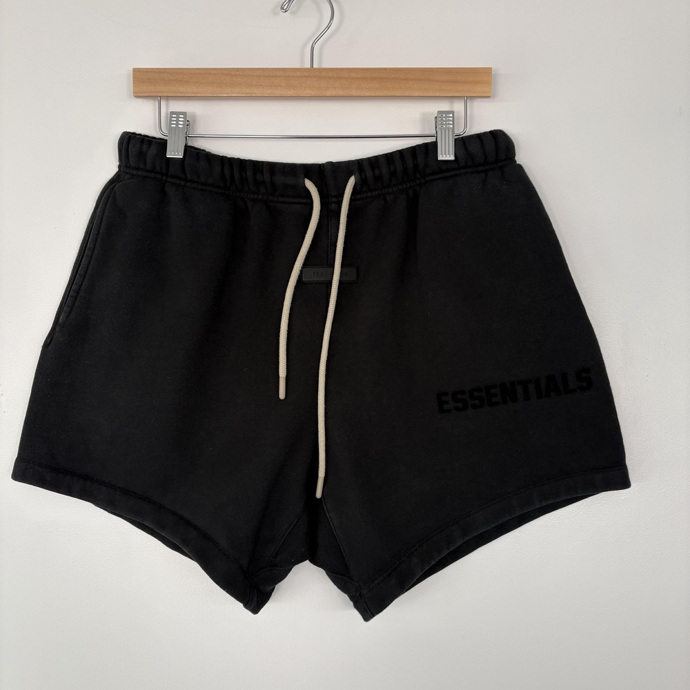 Fear Of God Essentials Shorts Mens Small Black Fleece Sweat Drawstring 6 In